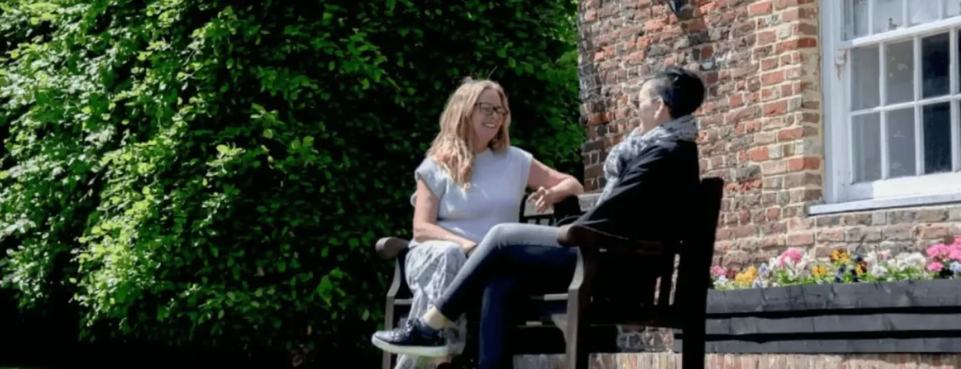 Conversation on bench