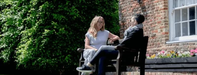 Conversation on bench